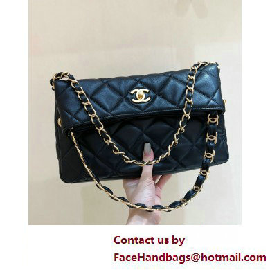 Chanel Lambskin & Gold-Tone Metal Small Hobo Bag AS4754 Black 2025(original quality)